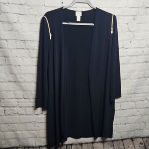Chico's Navy Blue Waterfall Front Jacket Size 1 Small Medium